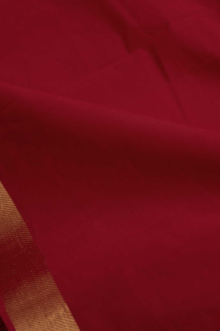 Traditional Red Mangalagiri Border Cotton Fabric