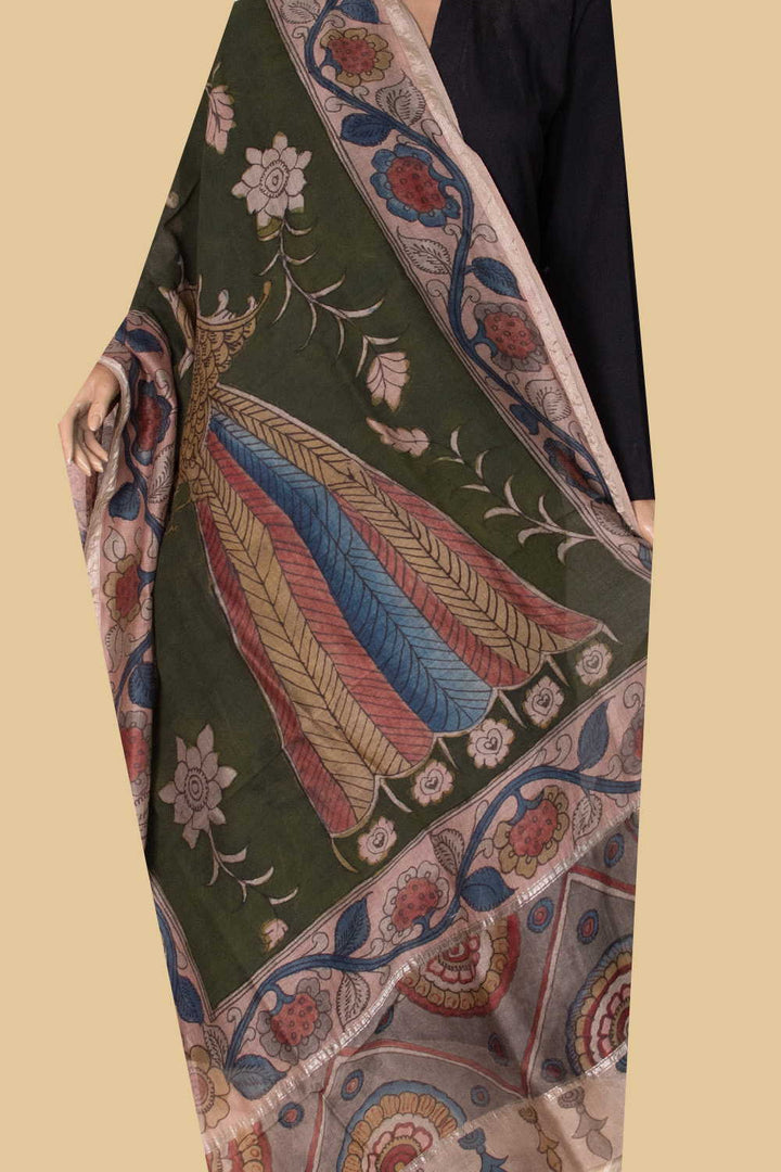 Painted Kalamkari Dupatta - Matkatus