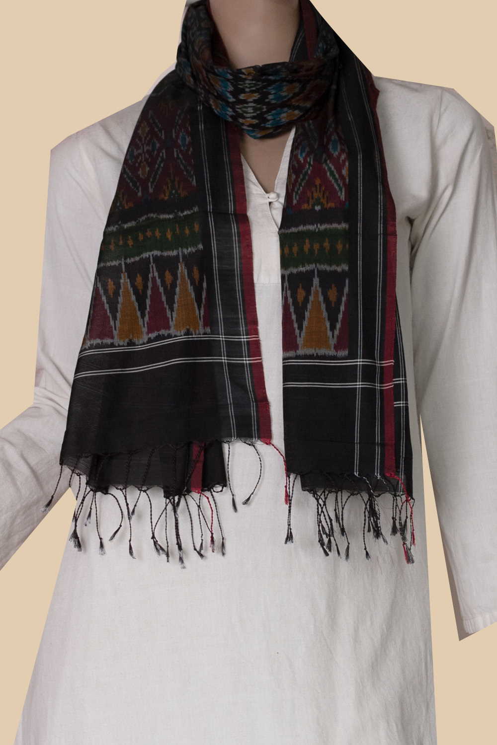 Ikat Silk Cotton Stole - Matkatus 