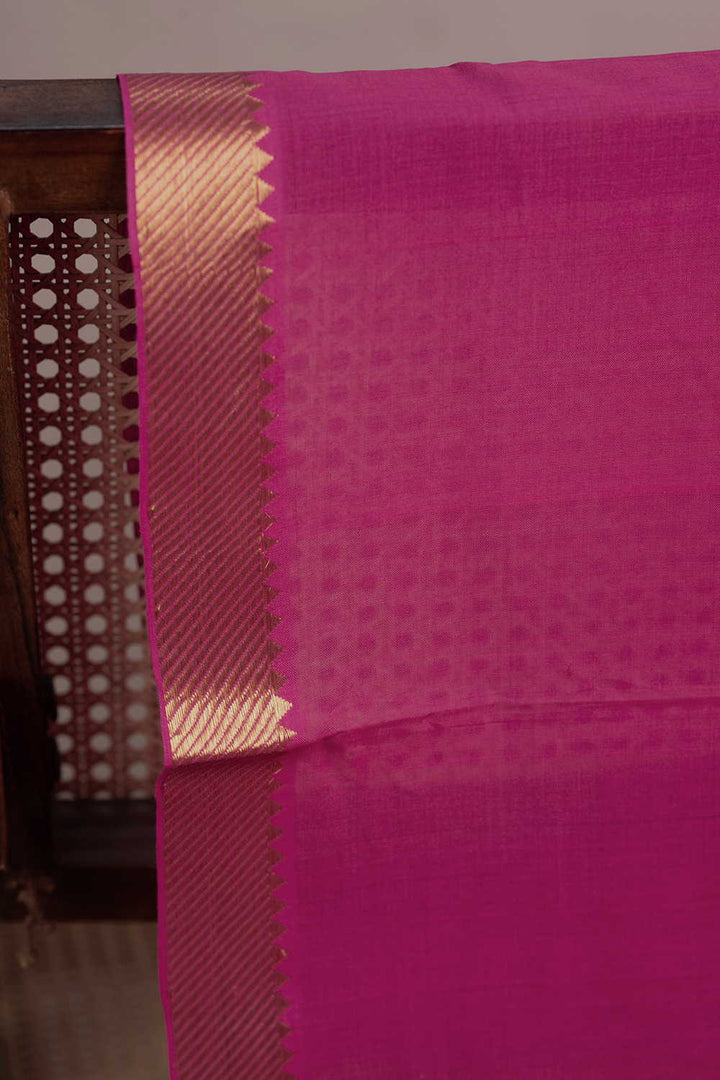 Dark Hot Pink Mangalagiri Border Cotton Fabric