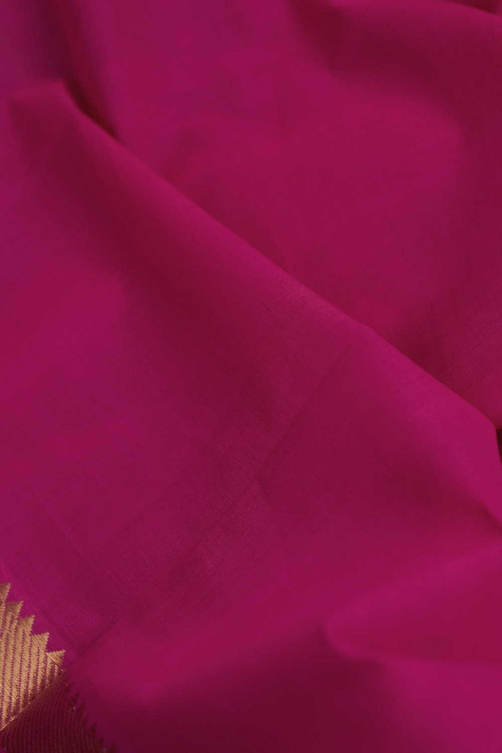 Dark Hot Pink Mangalagiri Border Cotton Fabric