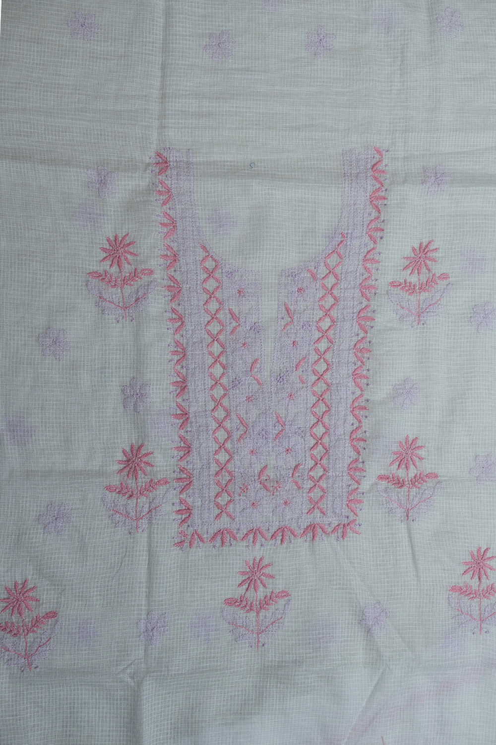 Coconut Cream Chikankari Kota Cotton Top & Dupatta
