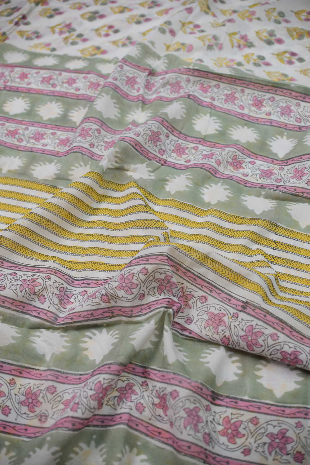 Naphthol Block Butta Print Mul Cotton Saree with Blouse