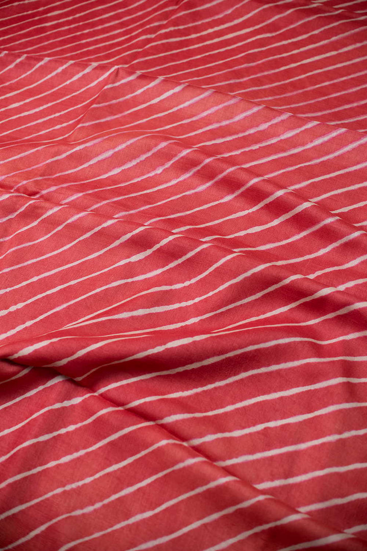 Rust Red Leheriya Tussar saree