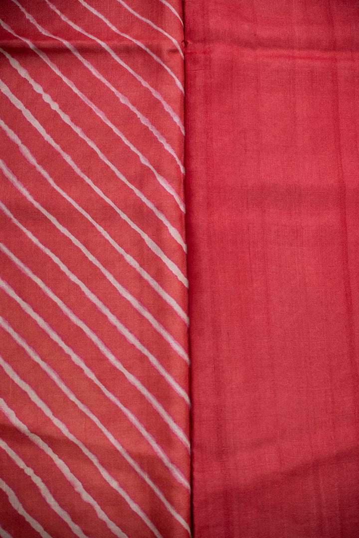 Rust Red Leheriya Tussar saree