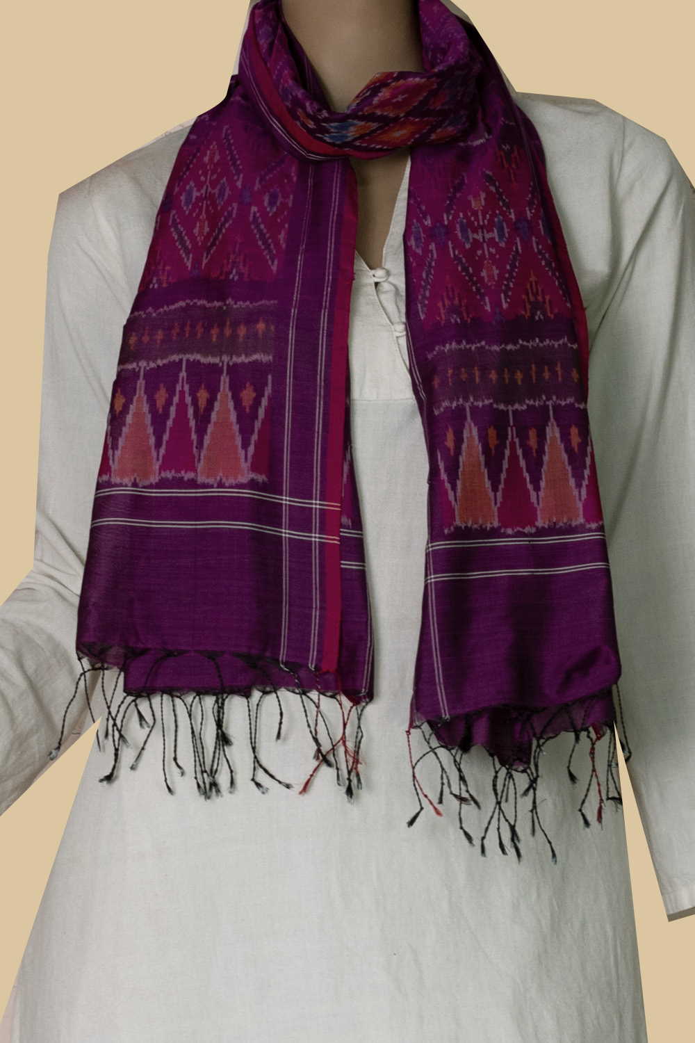 Ikat Silk Cotton Stole - Matkatus 