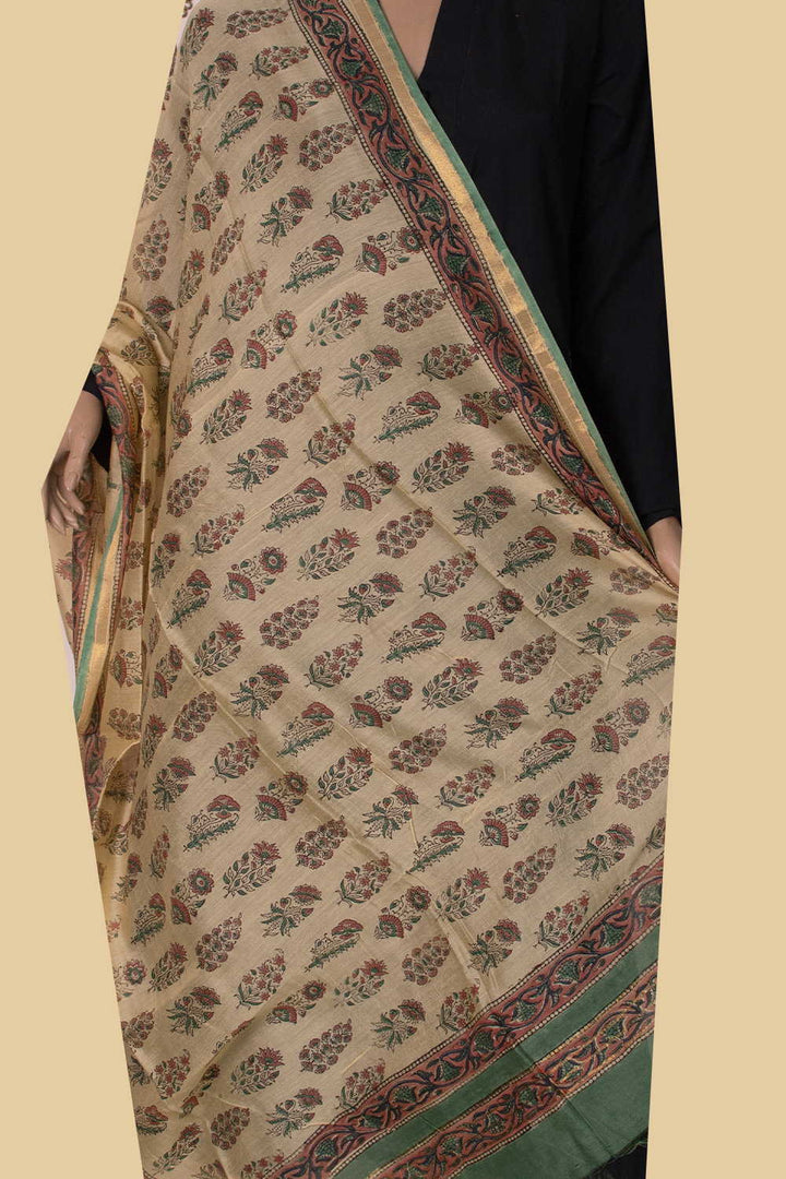Garden Floral Chanderi Silk Cotton Dupatta