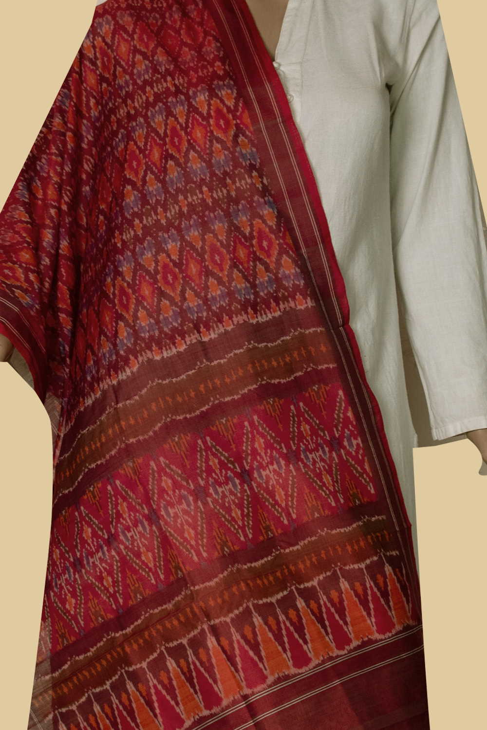 Ikat Silk Cotton Stole - Matkatus 