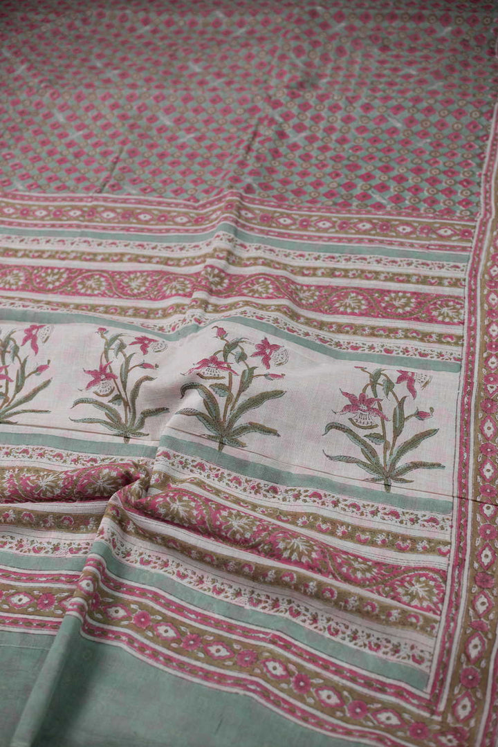 Block Printed Cotton Saree - Matkatus