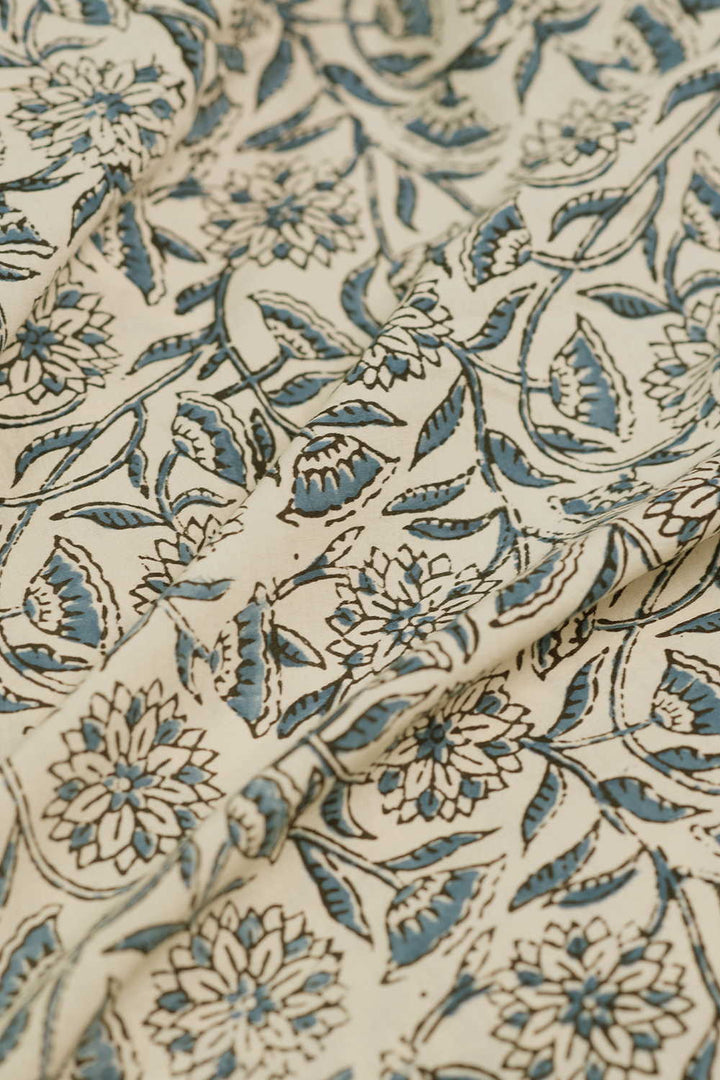 Leafy Garden Ajrak Cotton Fabric