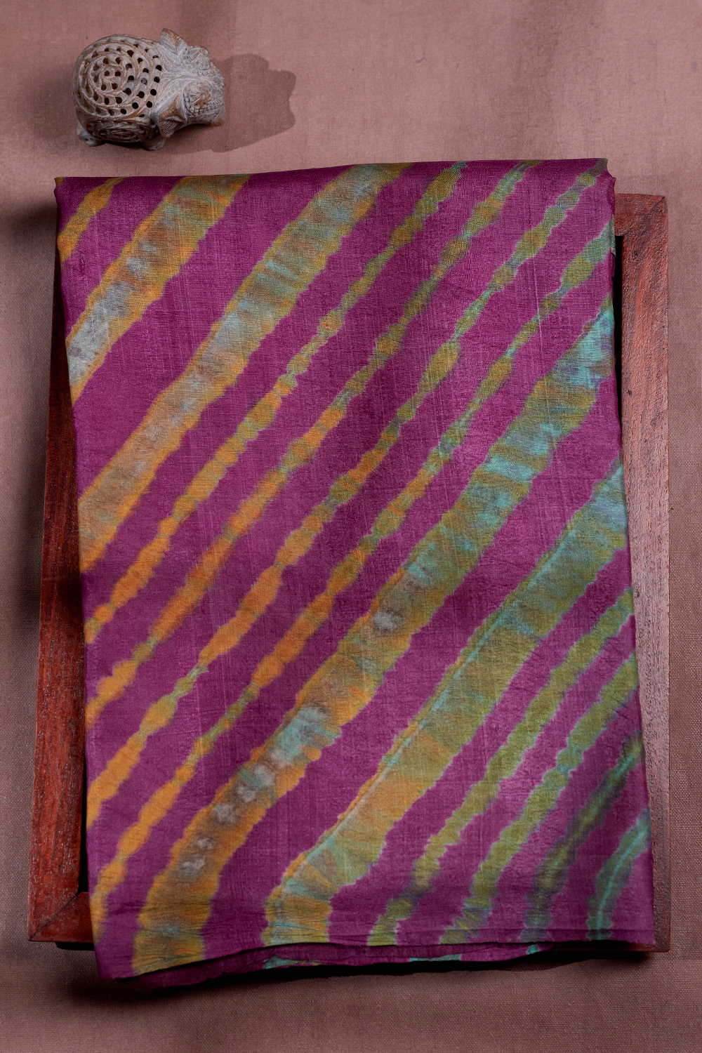 Multi-color Patterns on Purple Leheriya Tussar saree