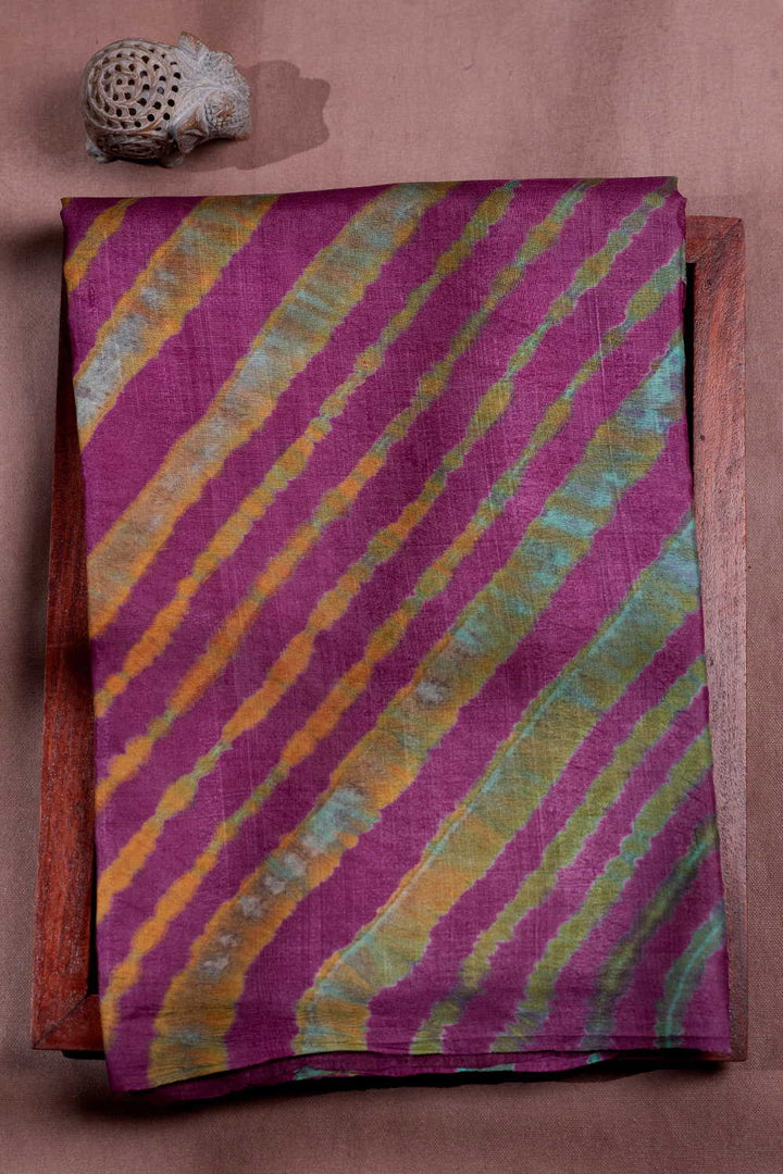 Multi-color Patterns on Purple Leheriya Tussar saree