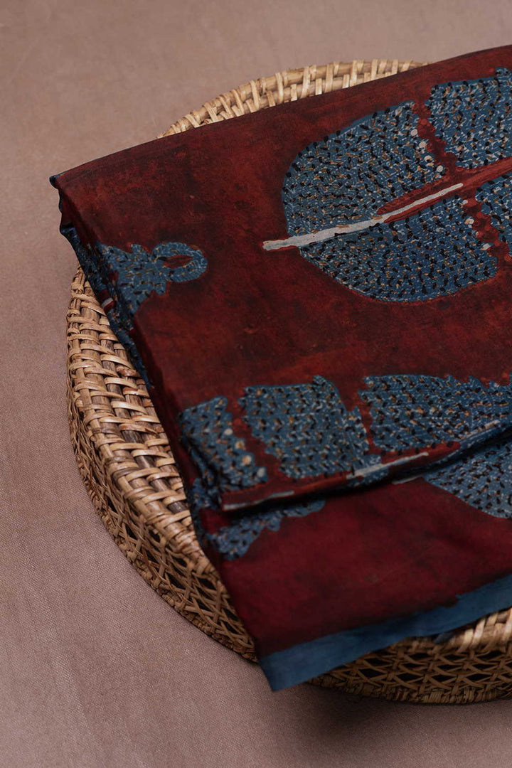 Block Printed Silk Cotton Fabric - Matkatus 