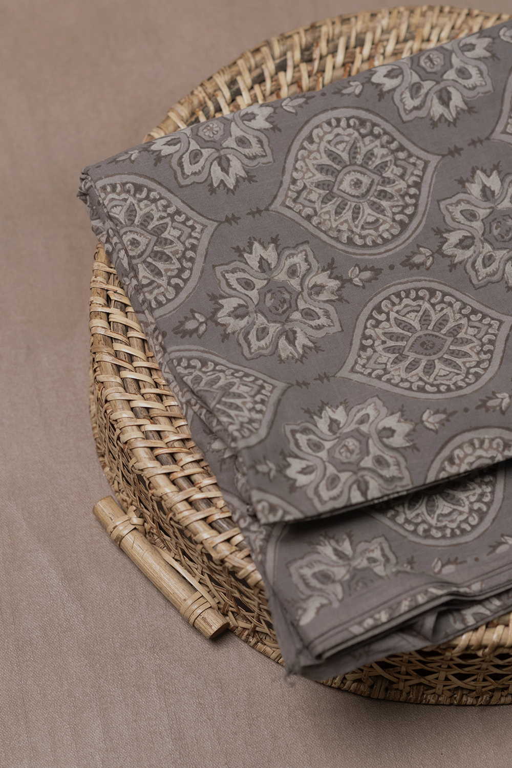 Elephant Grey Dabu Cotton Fabric