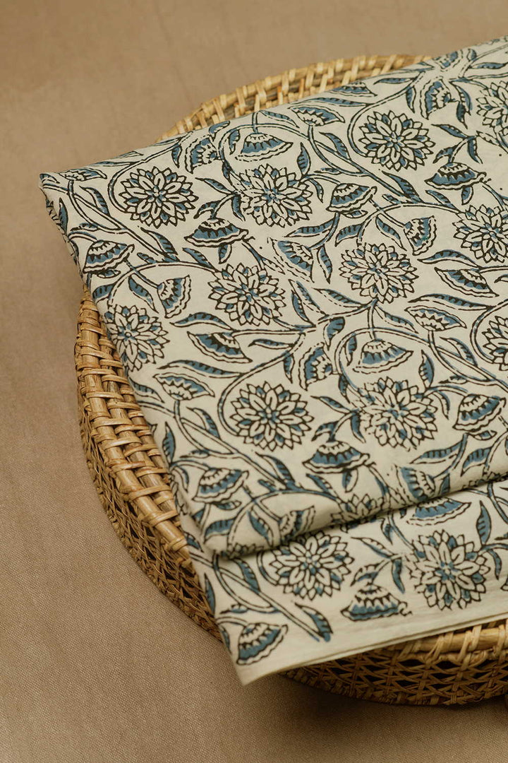 Leafy Garden Ajrak Cotton Fabric