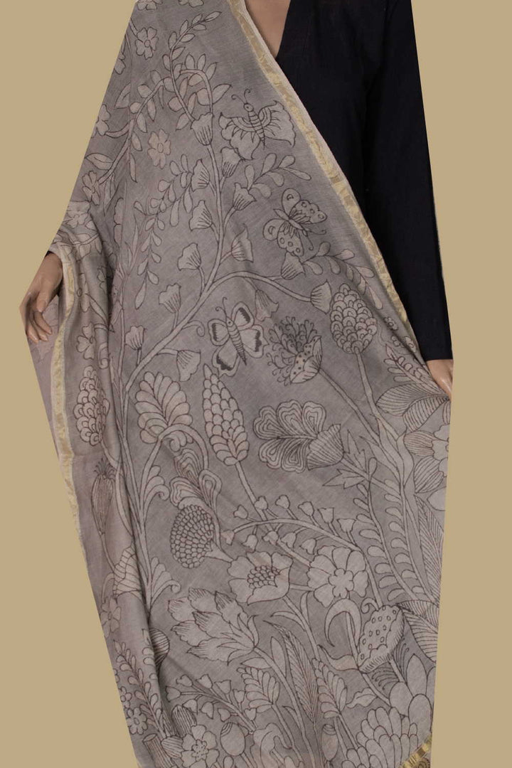 Painted Kalamkari Dupatta - Matkatus