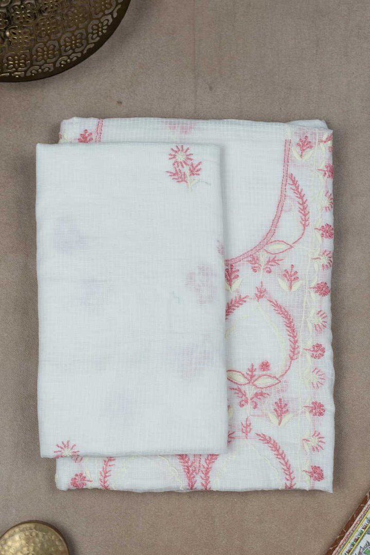 Pearl Cream Chikankari Kota Cotton Top & Dupatta
