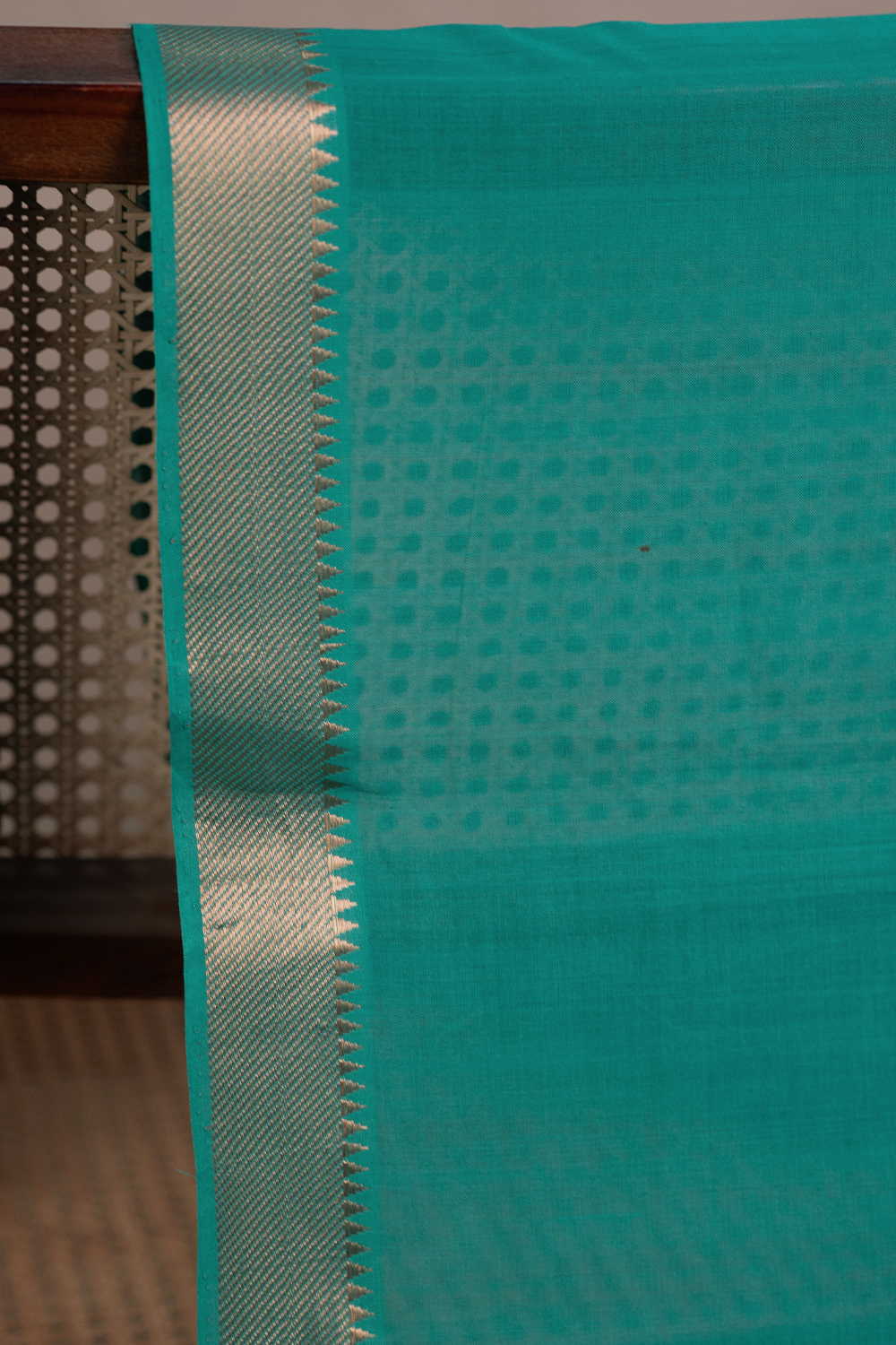 Green - Border Mangalagiri Cotton Fabric