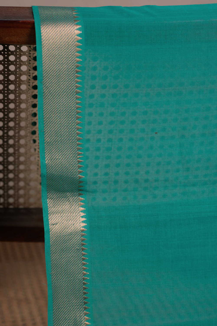 Green - Border Mangalagiri Cotton Fabric