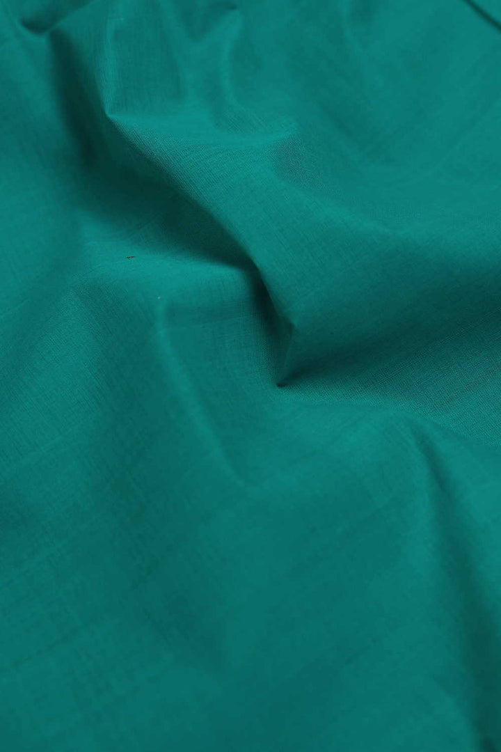 Green - Border Mangalagiri Cotton Fabric