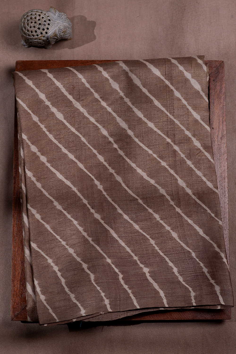 Light Brown Leheriya Tussar saree