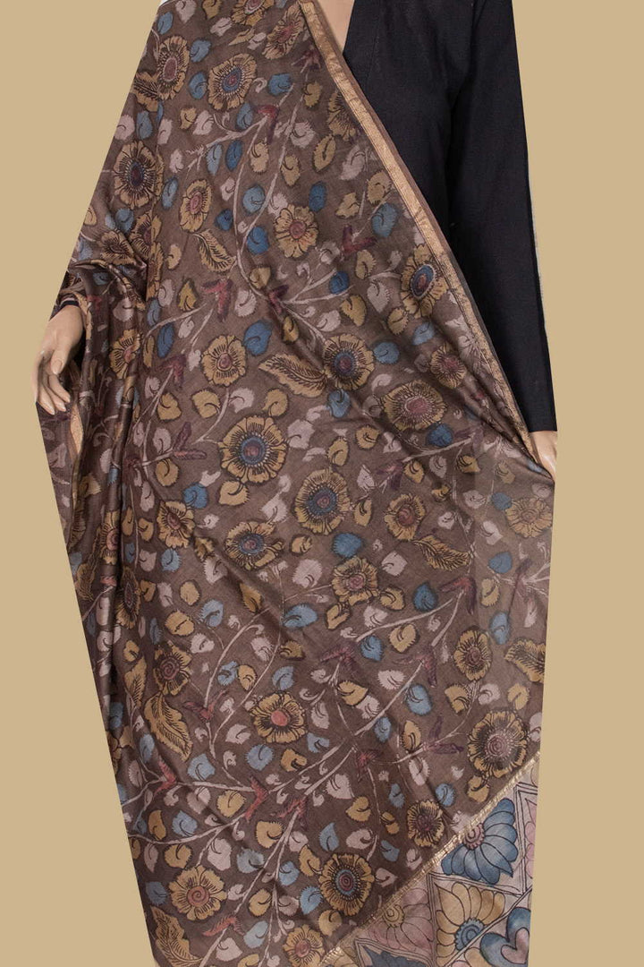 Painted Kalamkari Dupatta - Matkatus