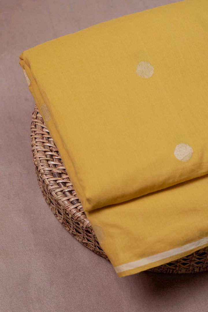 Zari Butta - Yellow Jamdani Cotton Fabric