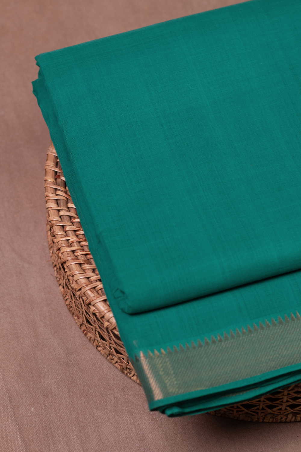 Green - Border Mangalagiri Cotton Fabric
