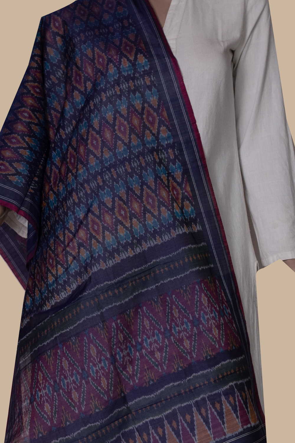 Ikat Silk Cotton Stole - Matkatus 