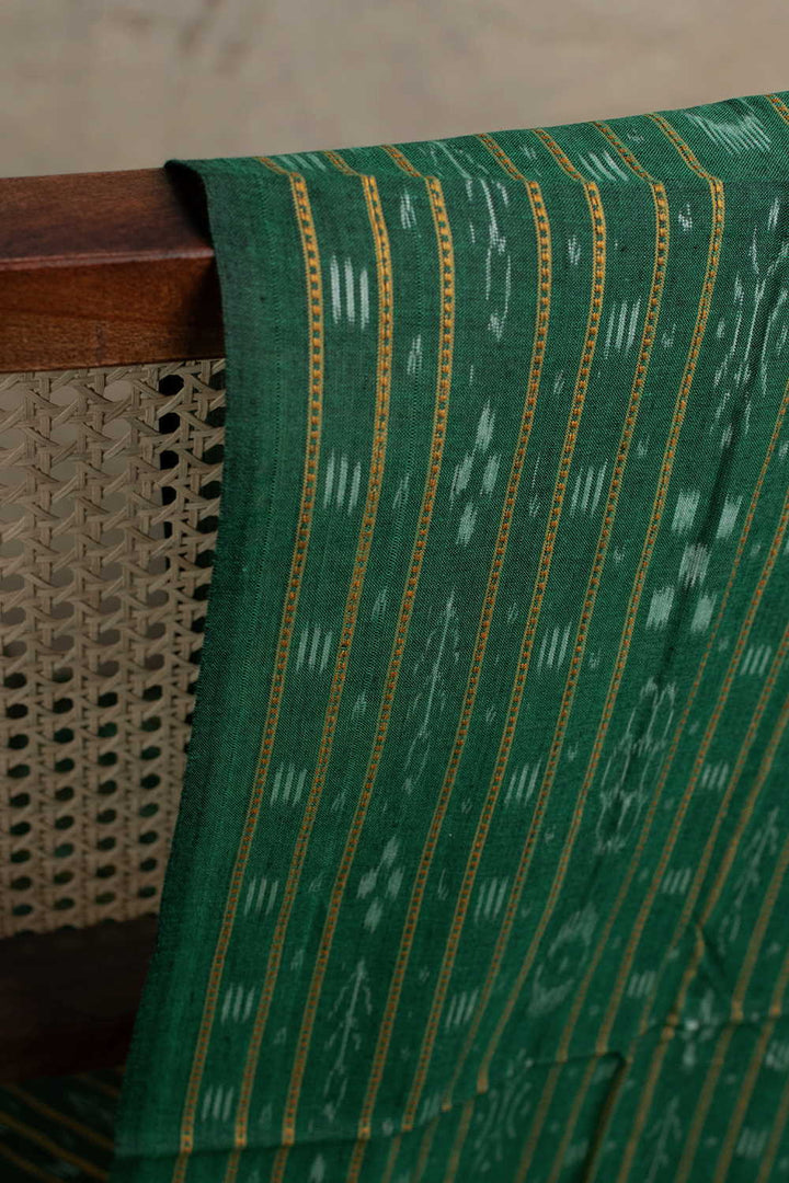 Leaf Green Orissa Ikat Cotton Fabric