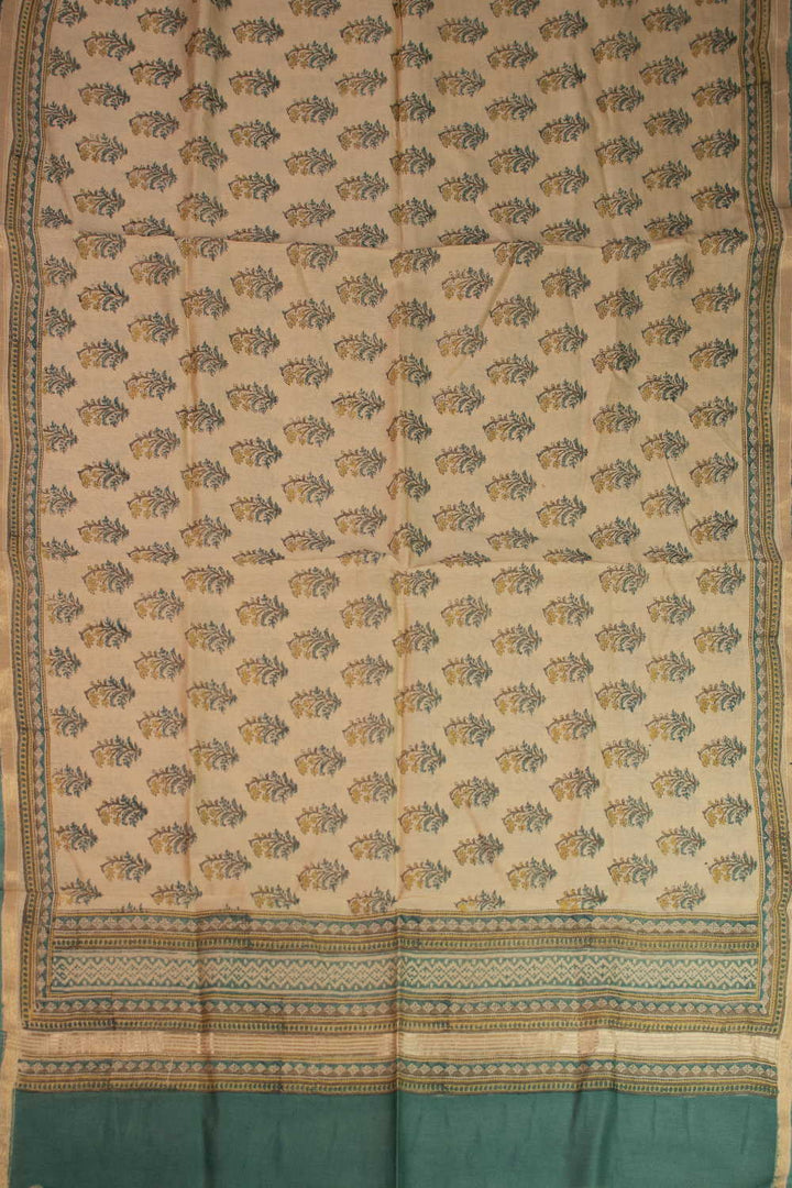 Butta Floral Block Printed Chanderi Dupatta