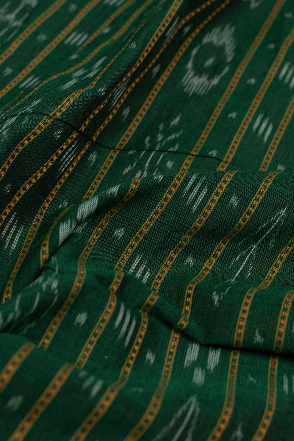 Leaf Green Orissa Ikat Cotton Fabric