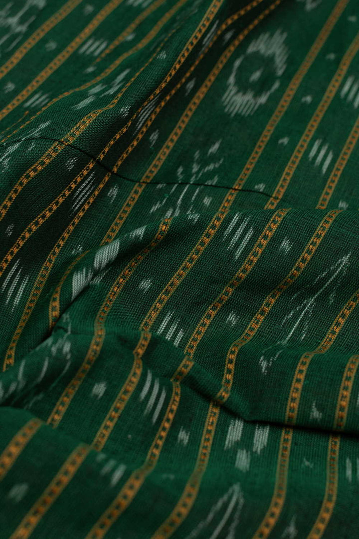 Leaf Green Orissa Ikat Cotton Fabric