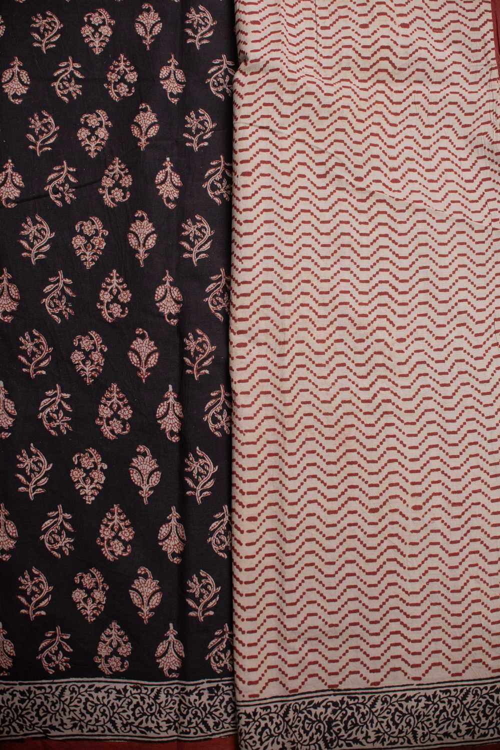 Midnight Buttas on Black Block Printed Mul Cotton saree
