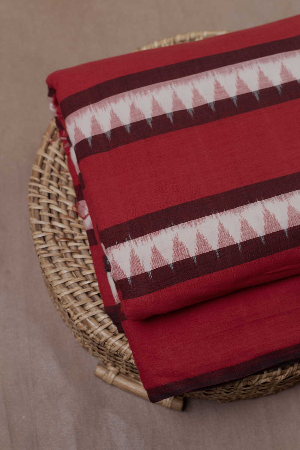 Shop Stylish Patterned on Maroon Ikat Cotton Fabric at Matkatus