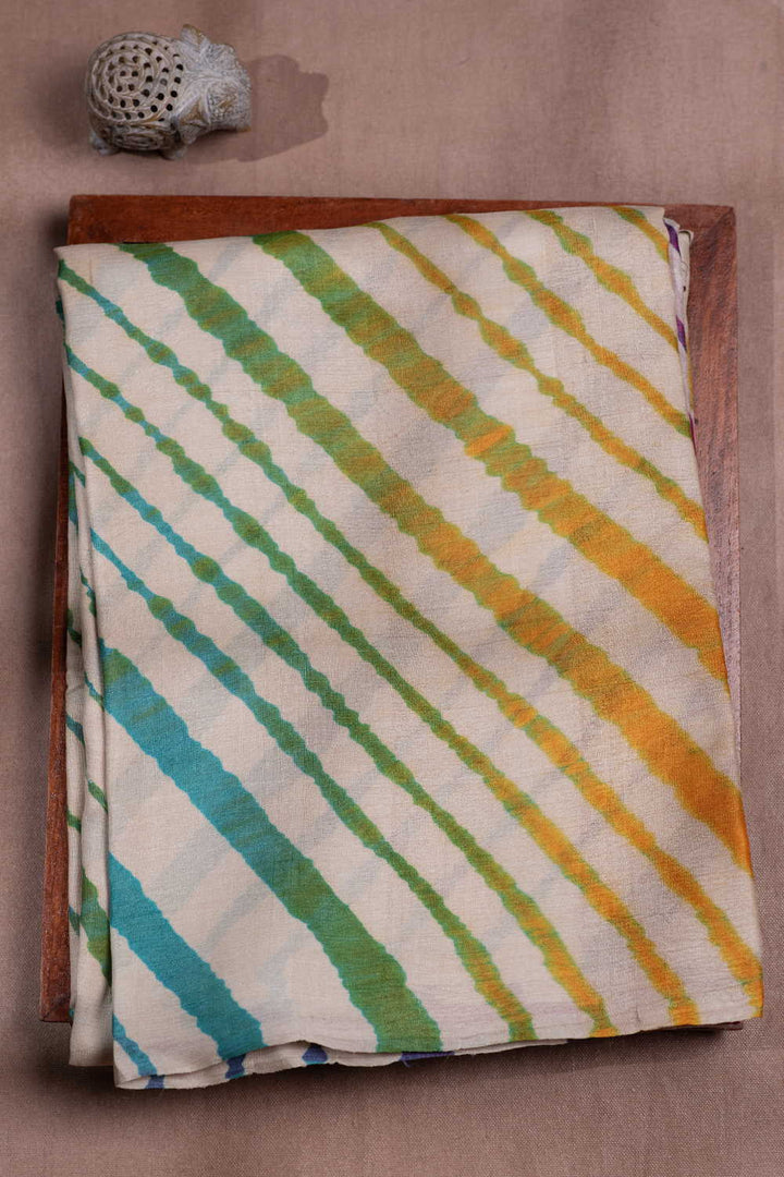 Rainbows on Cream Leheriya Tussar saree