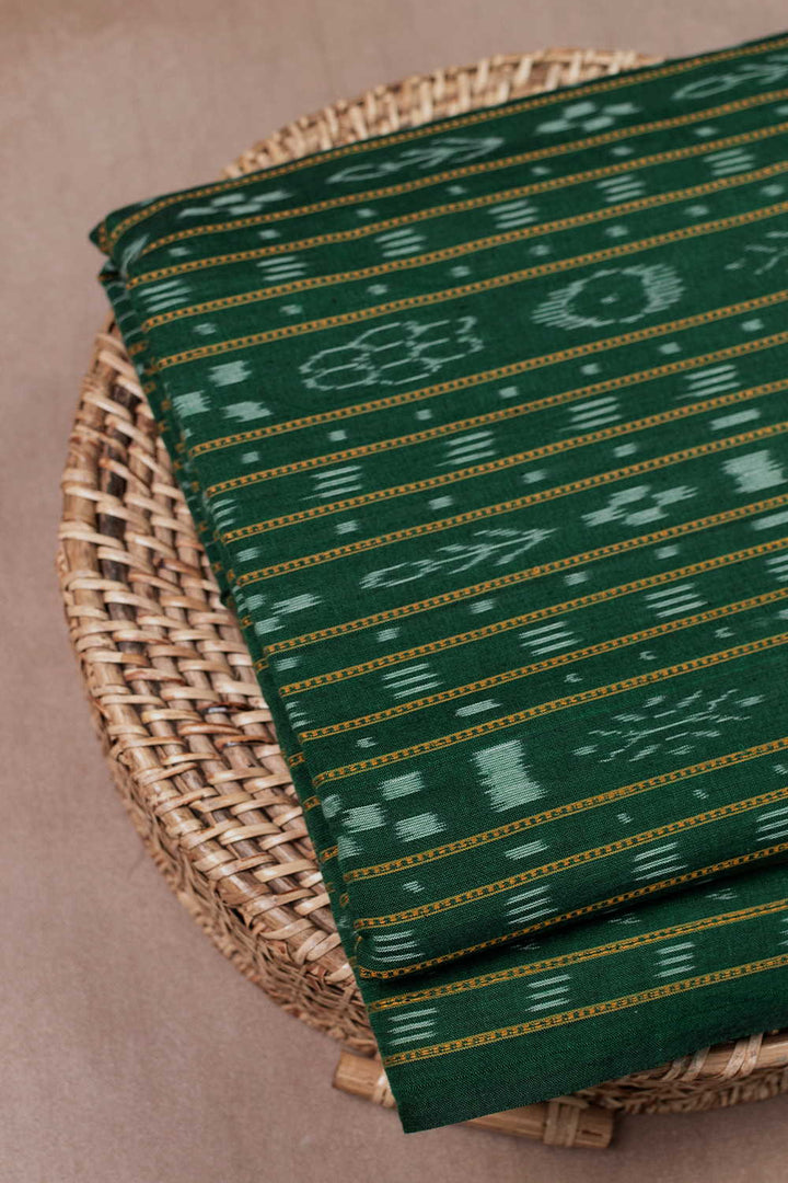 Leaf Green Orissa Ikat Cotton Fabric