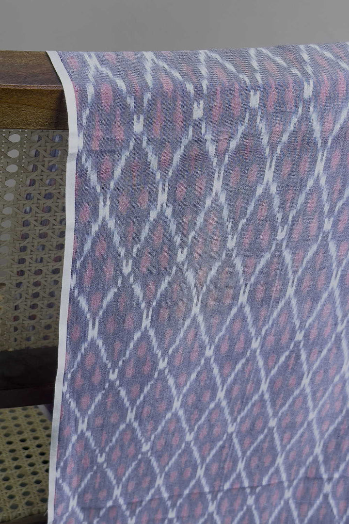 Patterned on Mercerized Purple Ikat Cotton Fabric0.9 m