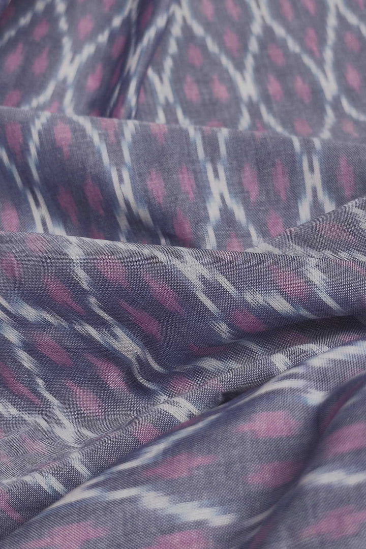 Patterned on Mercerized Purple Ikat Cotton Fabric0.9 m
