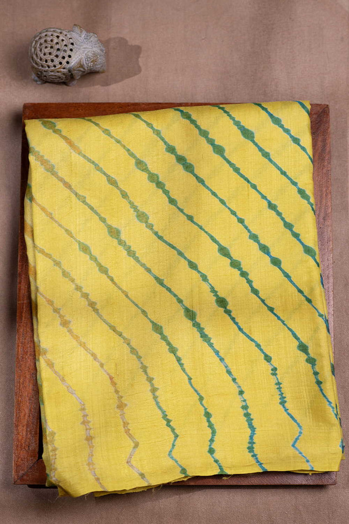 Lemon Yellow Leheriya Tussar saree