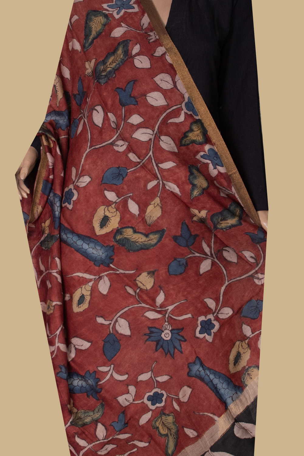 Painted Kalamkari Dupatta - Matkatus