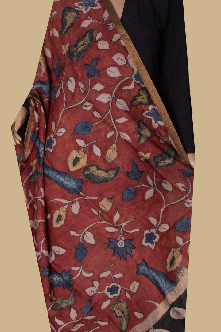 Painted Kalamkari Dupatta - Matkatus