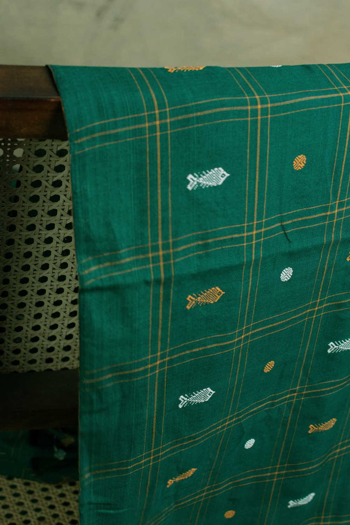 Hunter Green Orissa Ikat Cotton Fabric