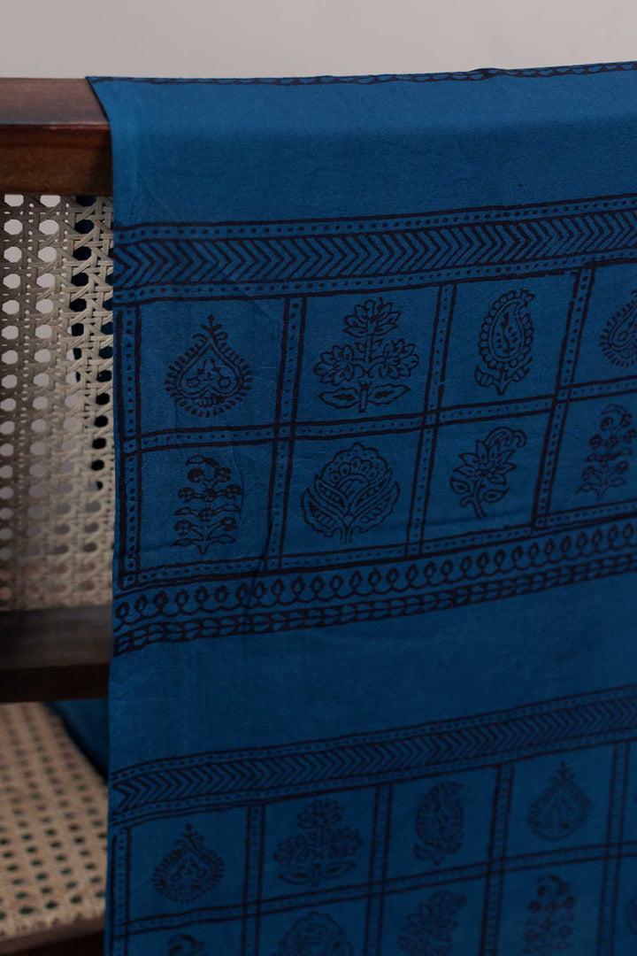 Blue with Patterns Bagh Cotton Fabric - 1.5m