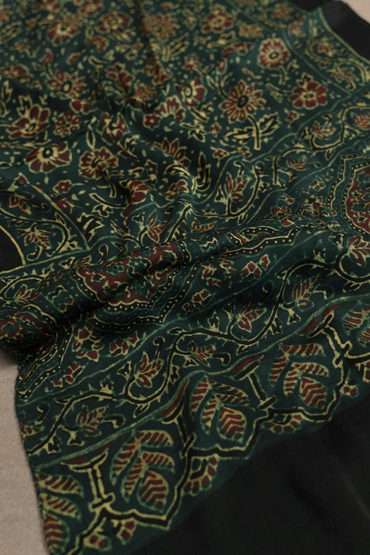 Green Garden Ajrak Modal Silk Stole