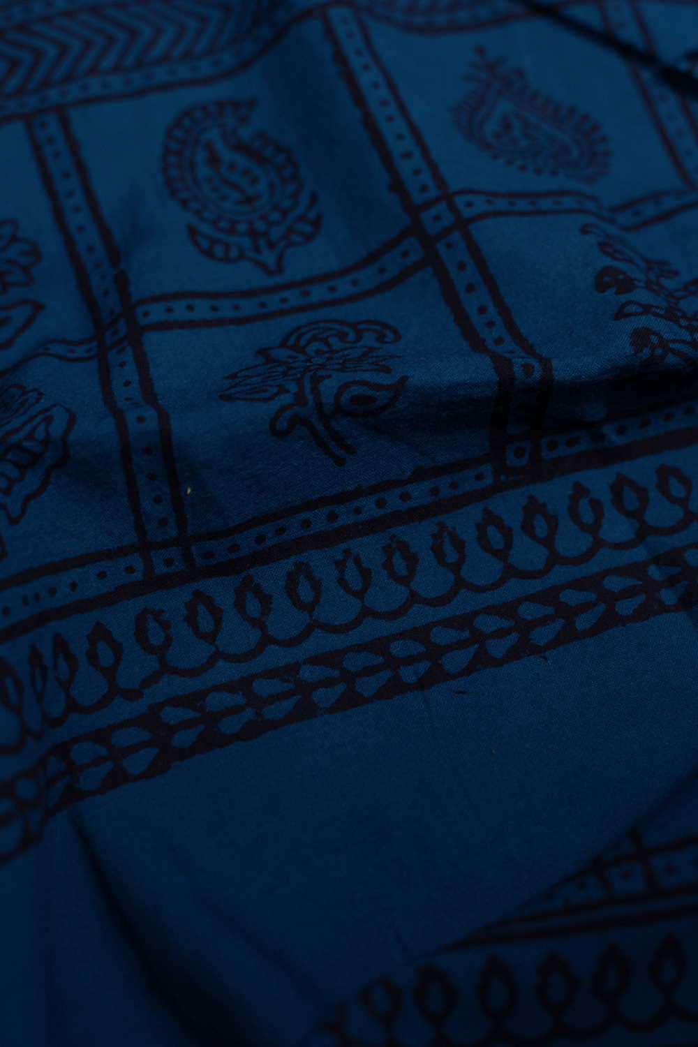 Blue with Patterns Bagh Cotton Fabric - 1.5m
