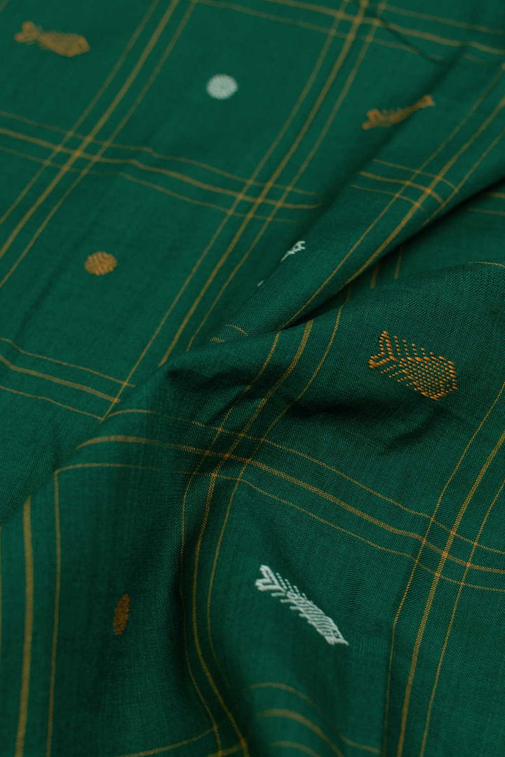 Hunter Green Orissa Ikat Cotton Fabric