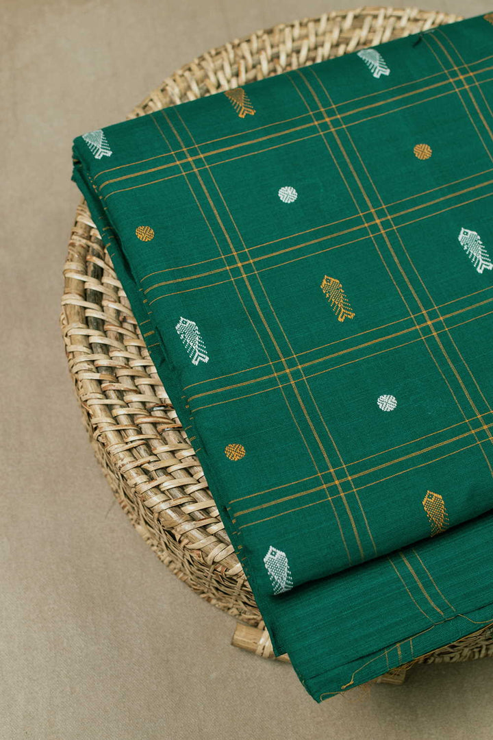 Hunter Green Orissa Ikat Cotton Fabric