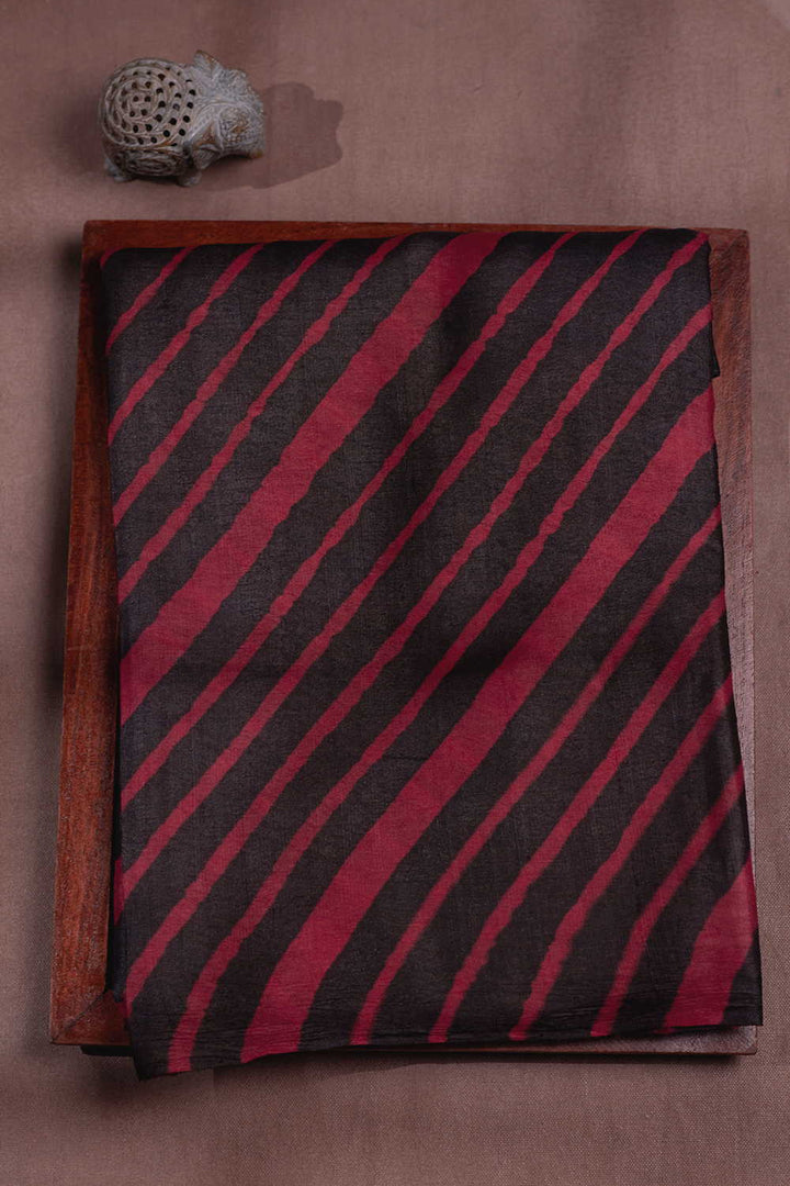 Red Striped on Black Leheriya Tussar saree