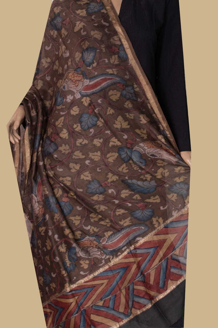 Painted Kalamkari Dupatta - Matkatus